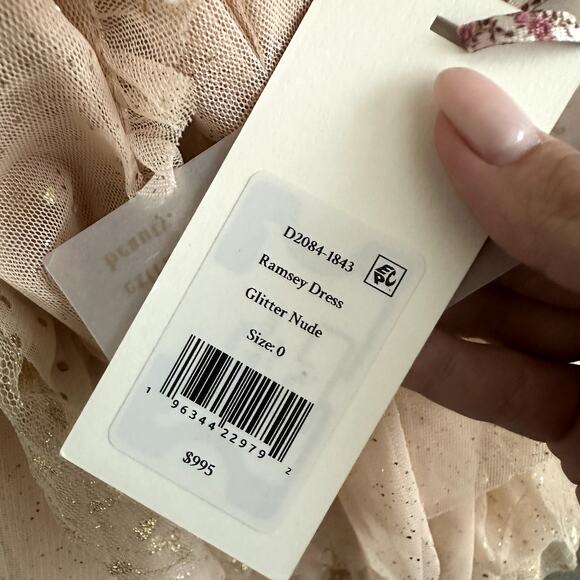 LoveShackFancy Ramsey Halter Ruffle Tiered Gown Maxi Dress Glitter Nude - Picture 7 of 7